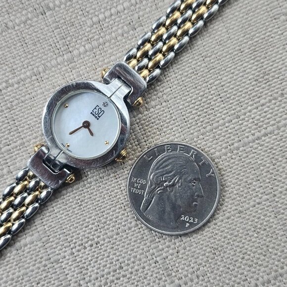 ESQ Swiss by MOVADO Ladies Wristwatch Gold/Silver Tone Analog MOP Face Watch - Picture 5 of 12